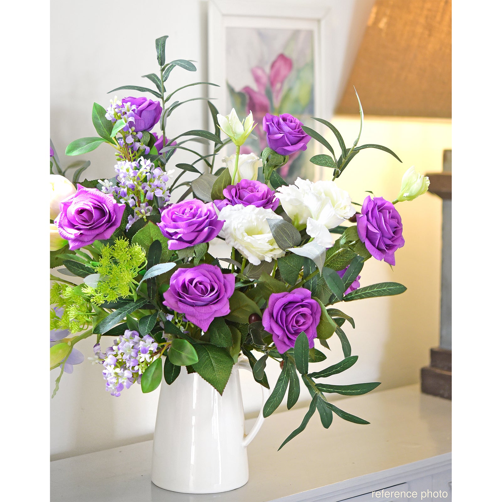 Real Touch 10 Stems Violet Silk Artificial Roses Flowers ‘Petals Feel and Look like Fresh Roses'