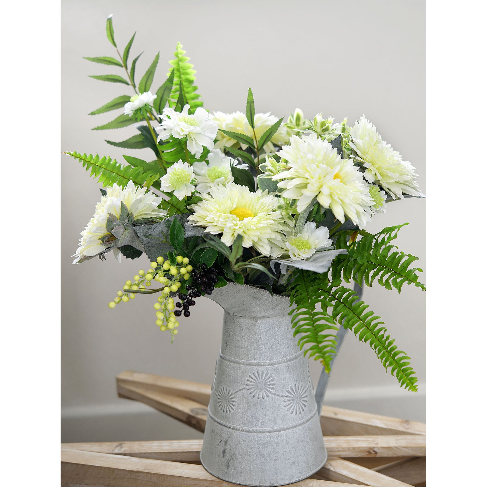 Artificial Sunflowers, Floral White Flowers Bouquet (6 Single Stems) -FiveSeasonStuff