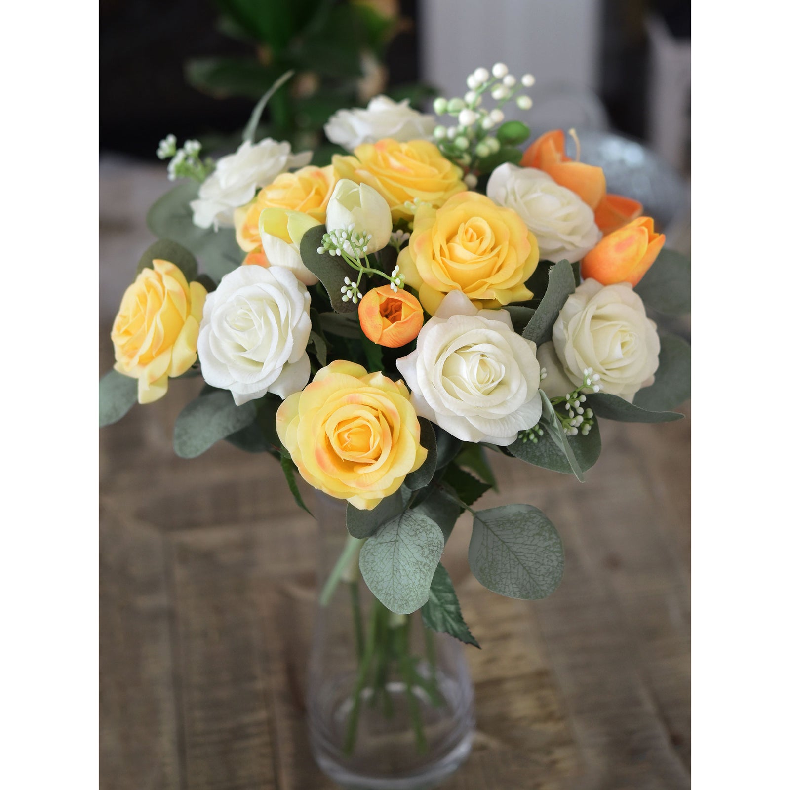 Sun Yellow Real Touch Silk Artificial Flowers ‘Petals Feel and Look like Fresh Roses 10 Stems