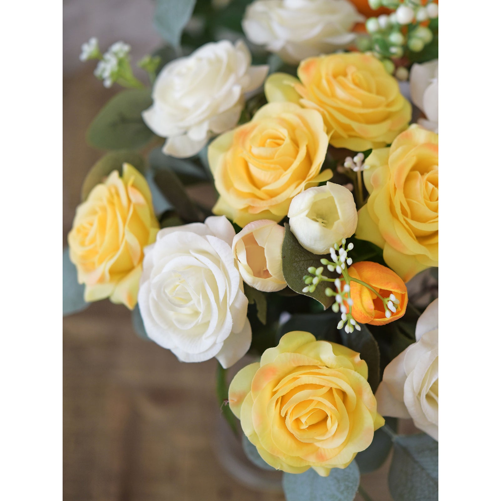 Sun Yellow Real Touch Silk Artificial Flowers ‘Petals Feel and Look like Fresh Roses 10 Stems