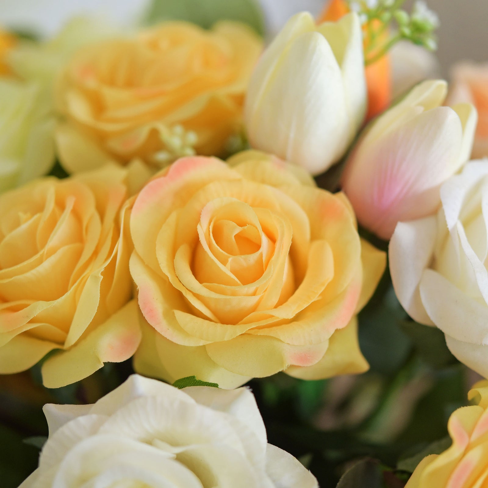 Sun Yellow Real Touch Silk Artificial Flowers ‘Petals Feel and Look like Fresh Roses 10 Stems