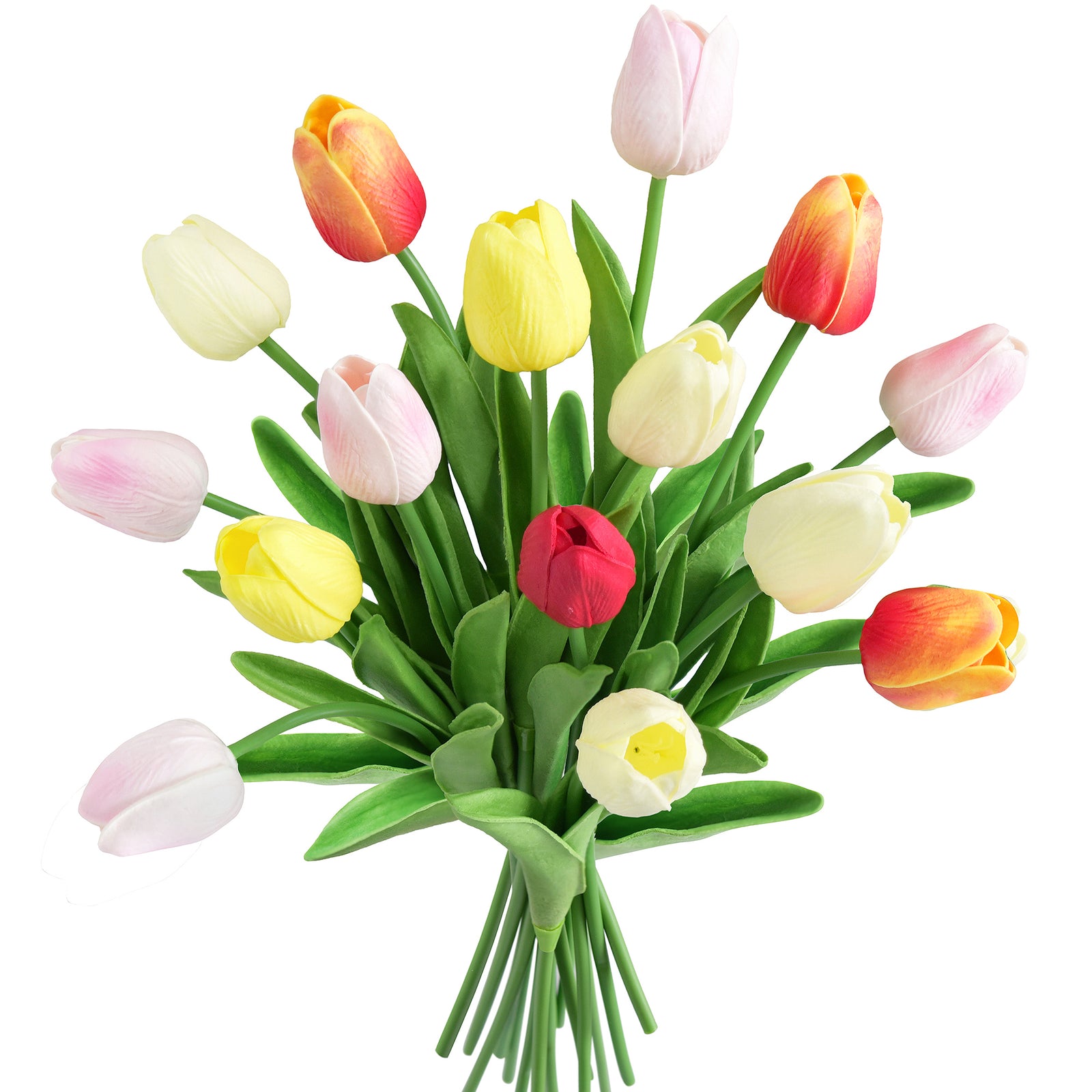 Real Touch Artificial Tulips, Mixed Colors, Set of 15