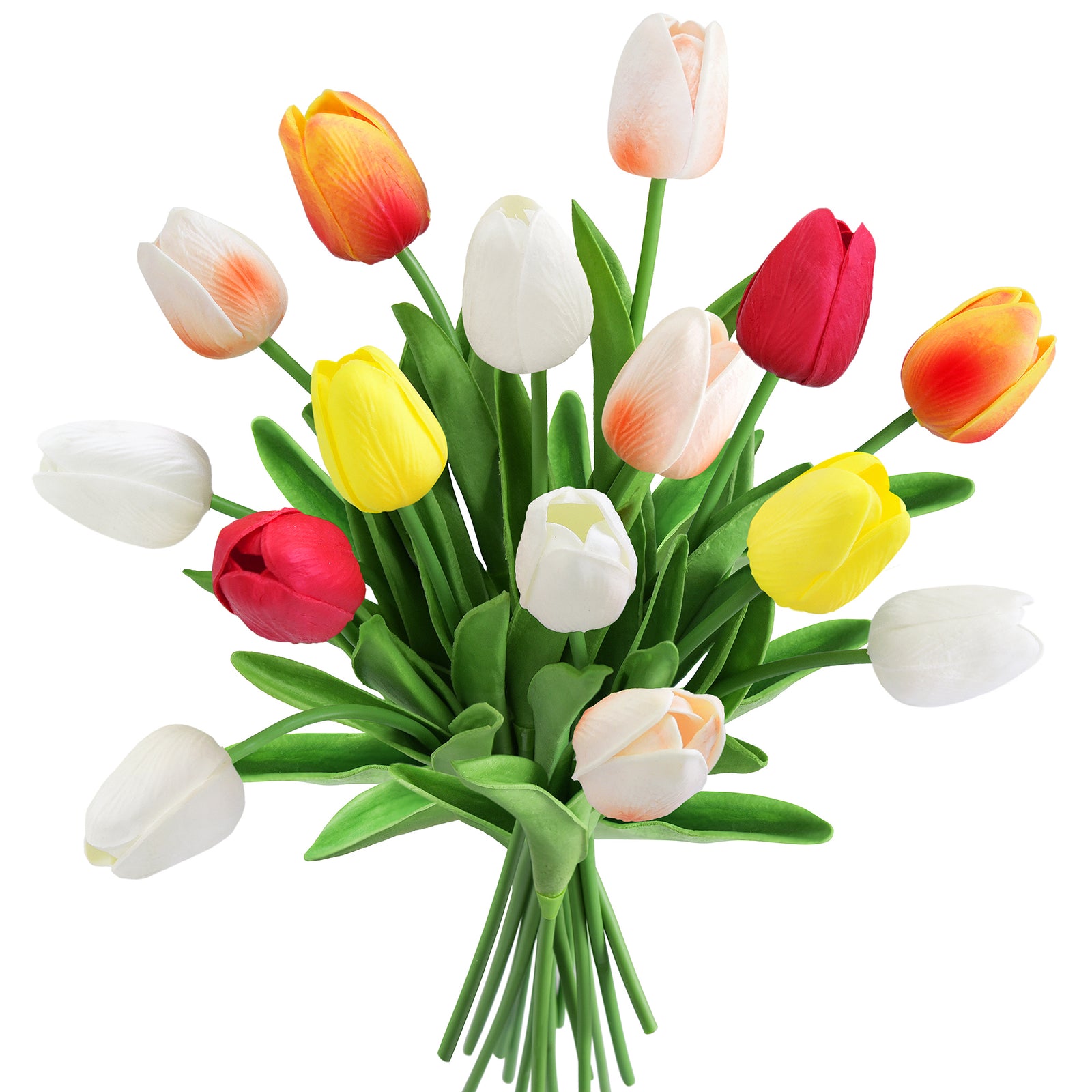 Real Touch Artificial Tulips, Mixed Colors, Set of 15