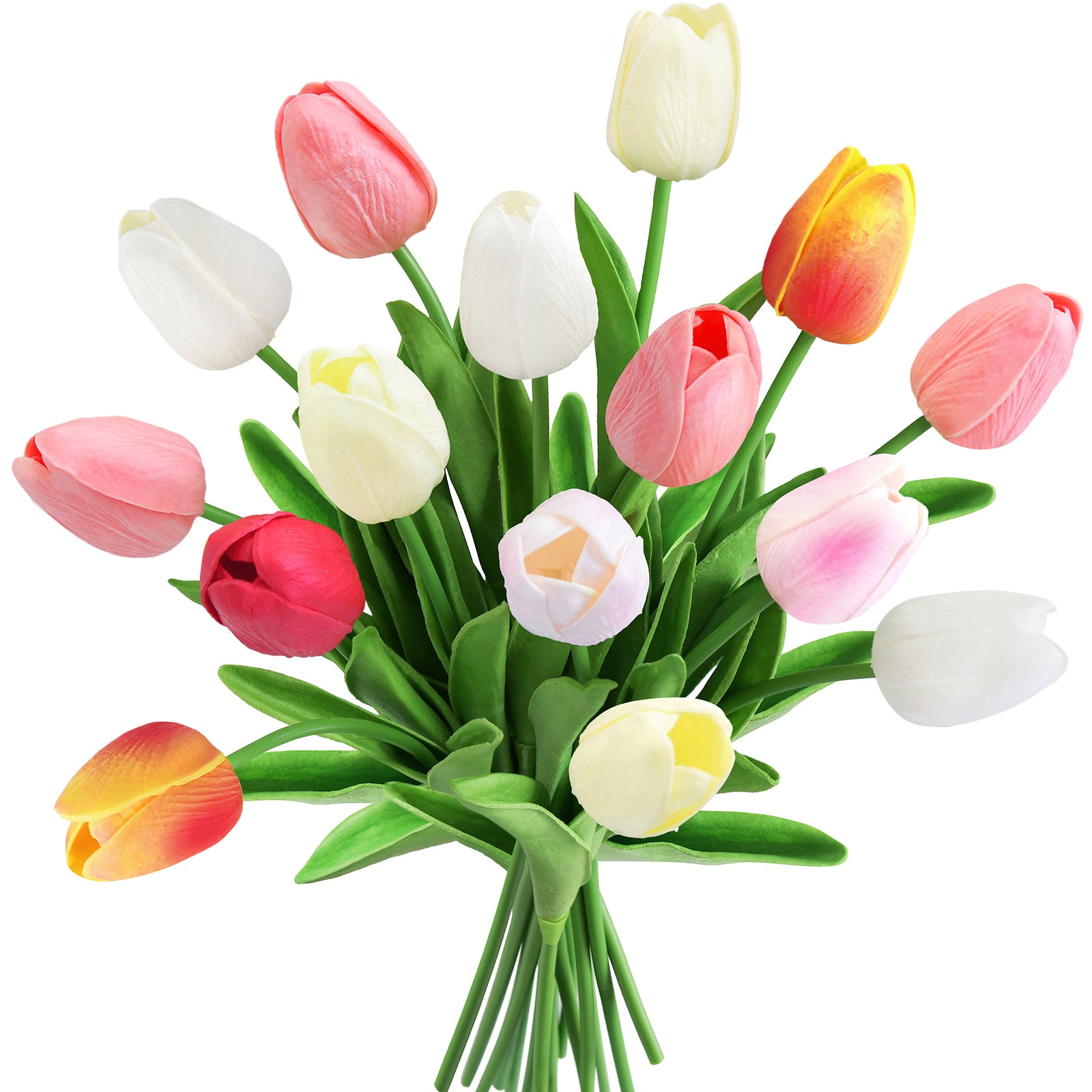 Real Touch Artificial Tulips, Mixed Colors, Set of 15