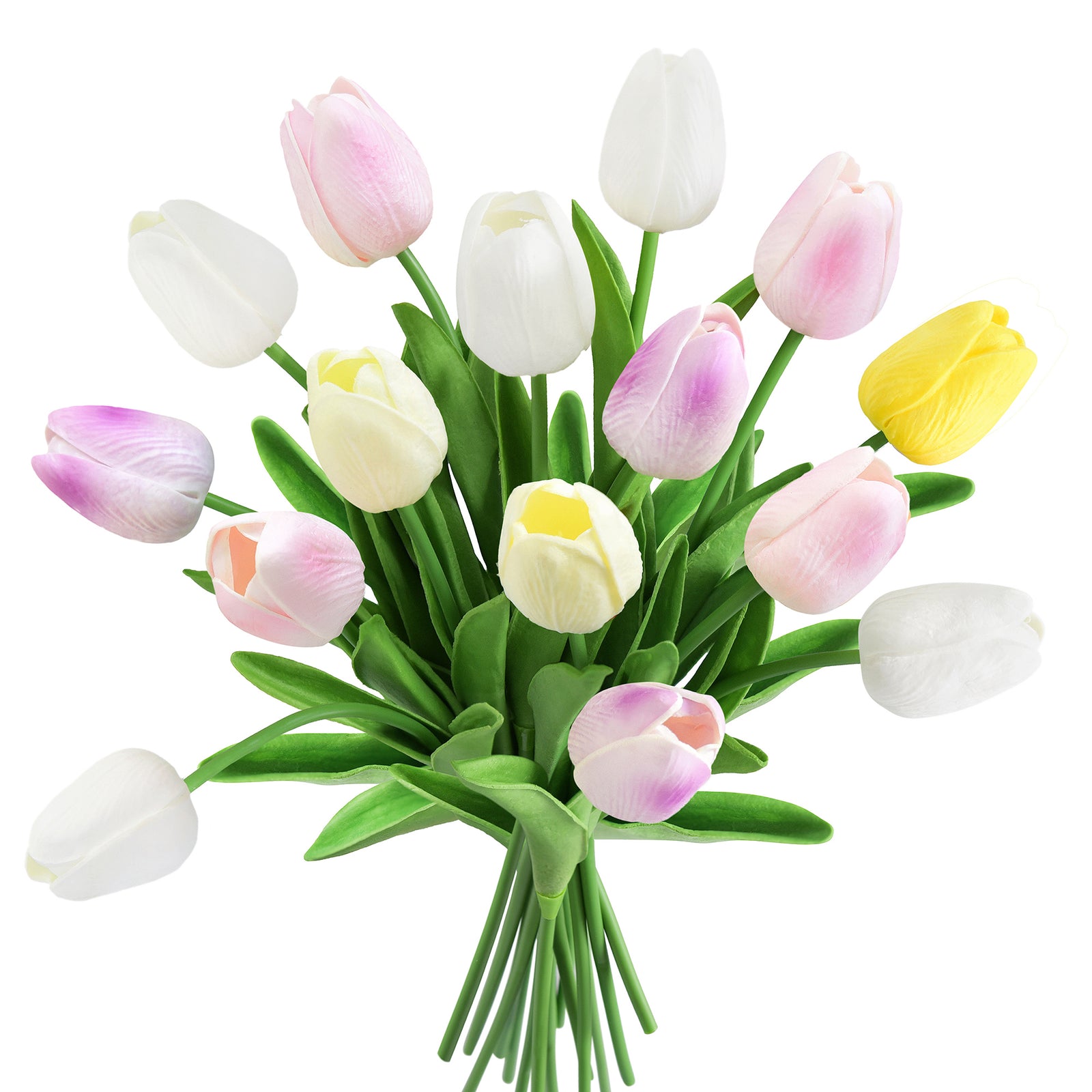 Real Touch Artificial Tulips, Mixed Colors, Set of 15