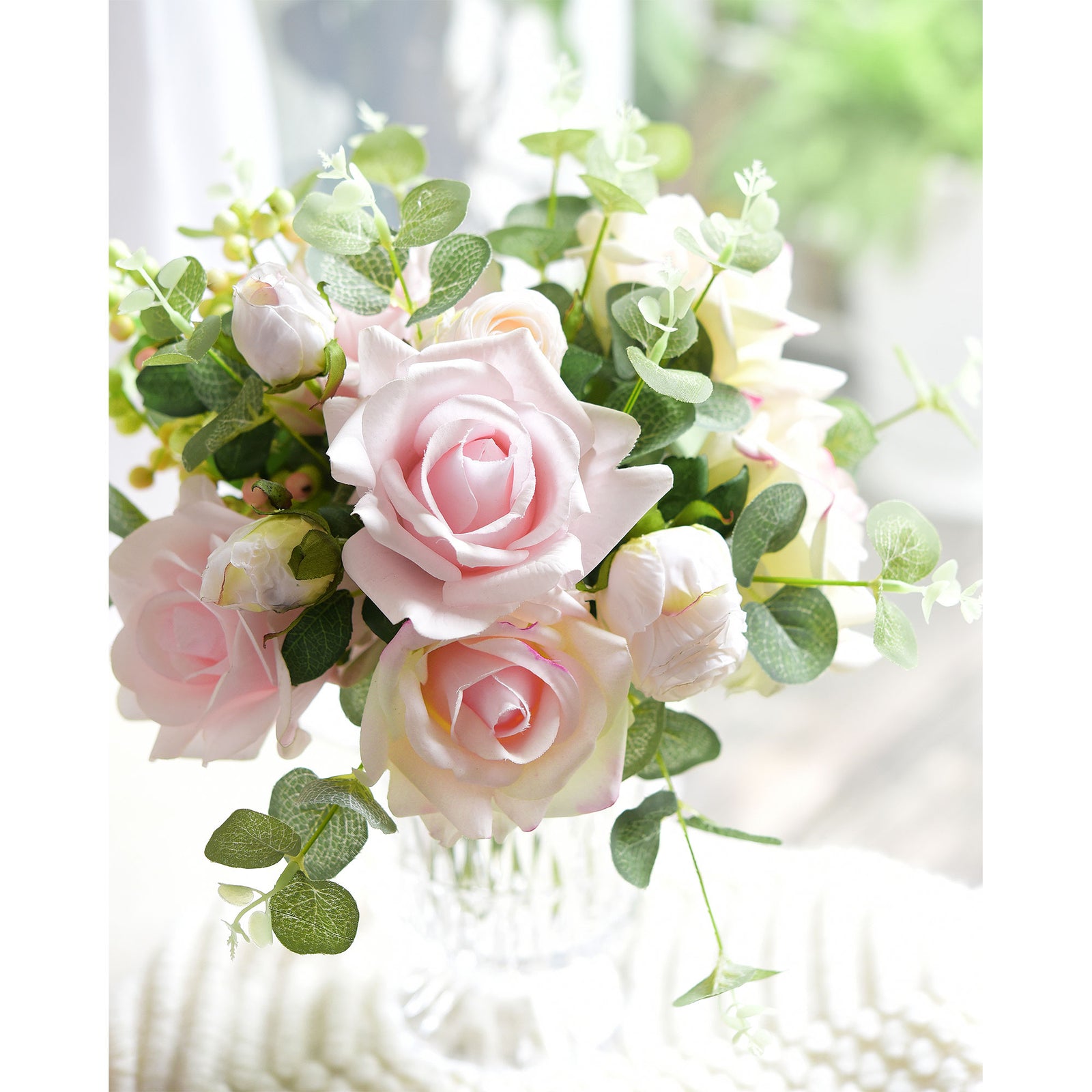 ''Hampton Bay'' Mix Bouquet of Roses Artificial Flowers 11 Stems