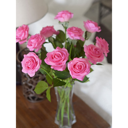 Magenta Real Touch Silk Artificial Flowers ‘Petals Feel and Look like Fresh Roses 10 Stems