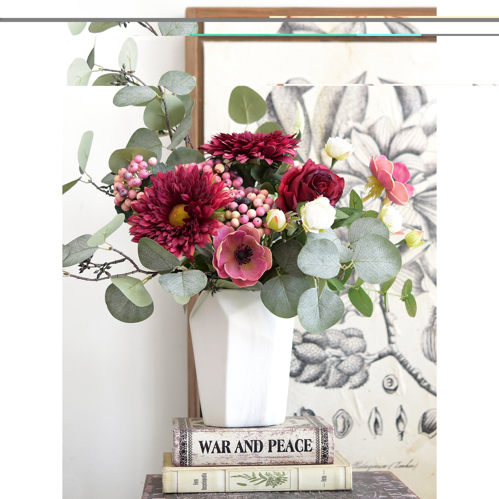 FiveSeasonStuff 2 Stems of Real Touch Artificial Holly Berries Floral Arrangement (Blush Violet)