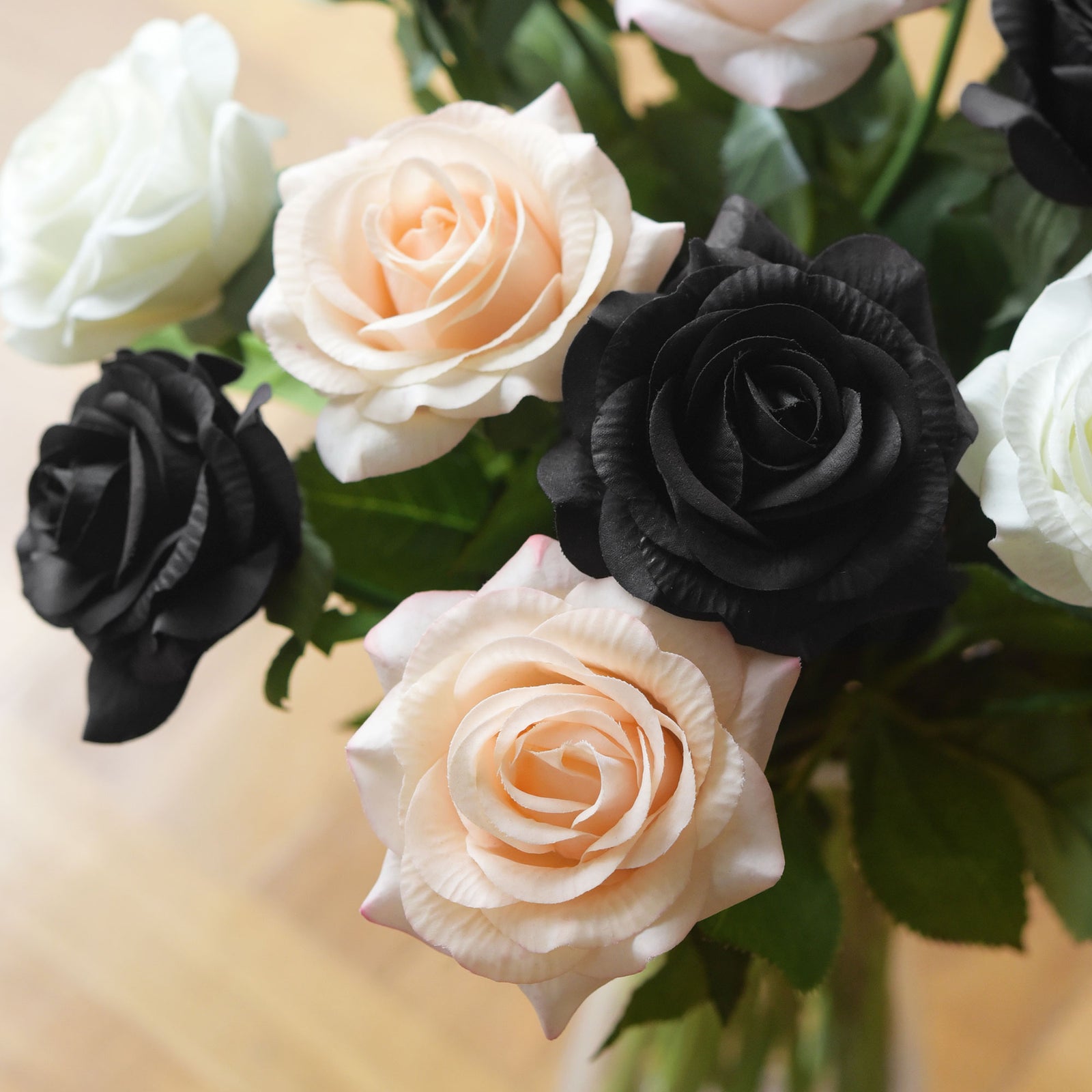 Real Touch 10 Stems Black Silk Artificial Roses Flowers ‘Petals Feel and Look like Fresh Roses