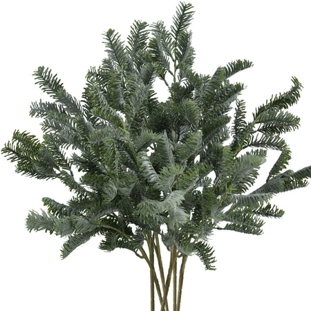 Six soft-touch artificial pine stems on a white background