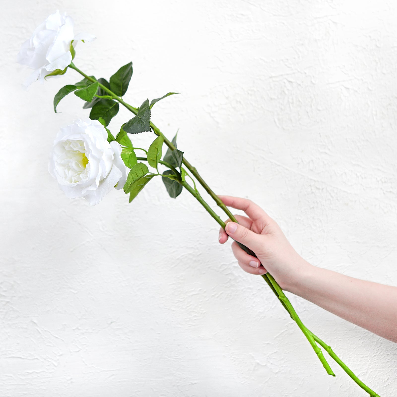 White Smoke Real Touch Garden Roses Large Blooms 2 Long Stems