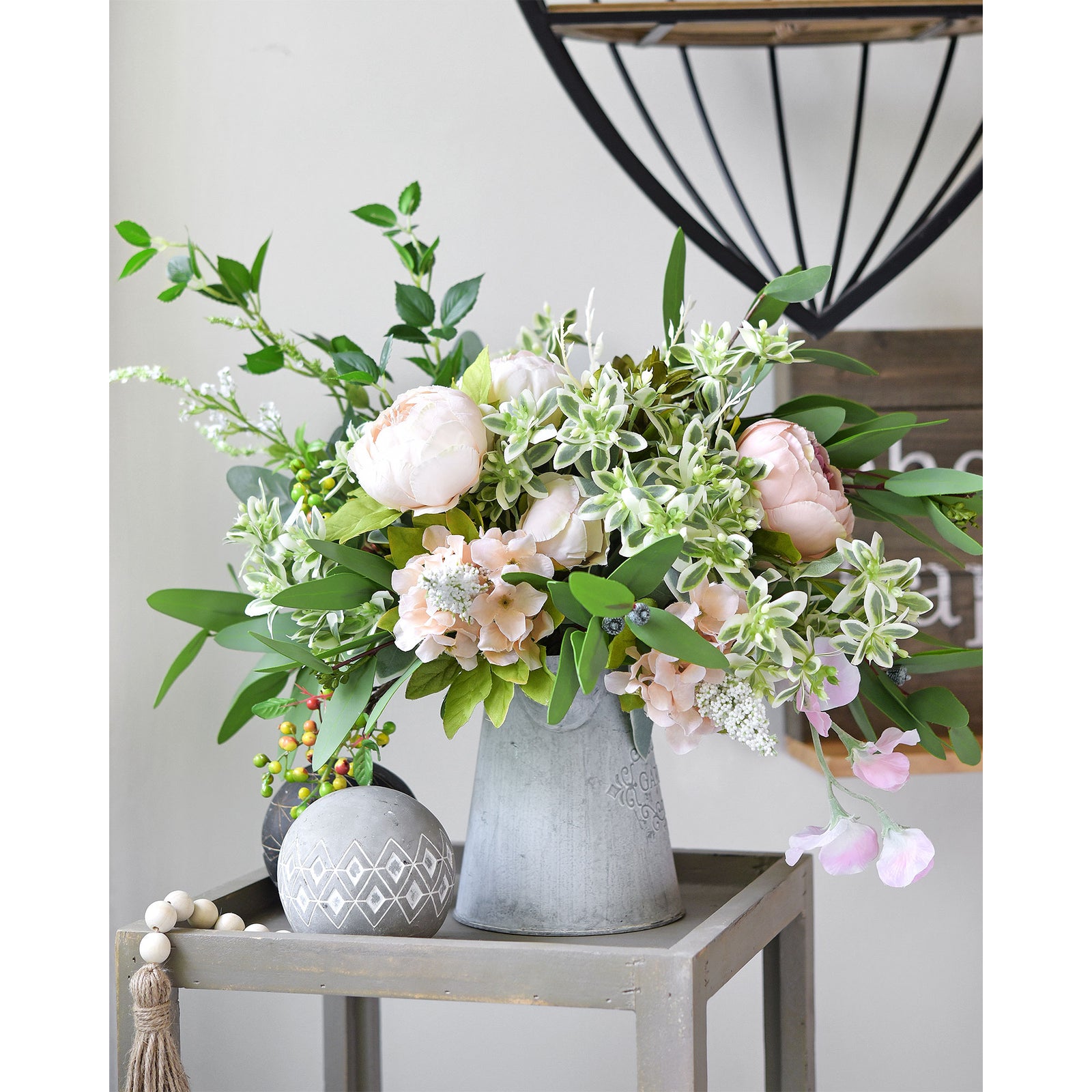 FiveSeasonStuff Snow on the Mountain Euphorbia Marginata Artificial Leaves and Branches Filler Greenery 18 inches 6 Stems