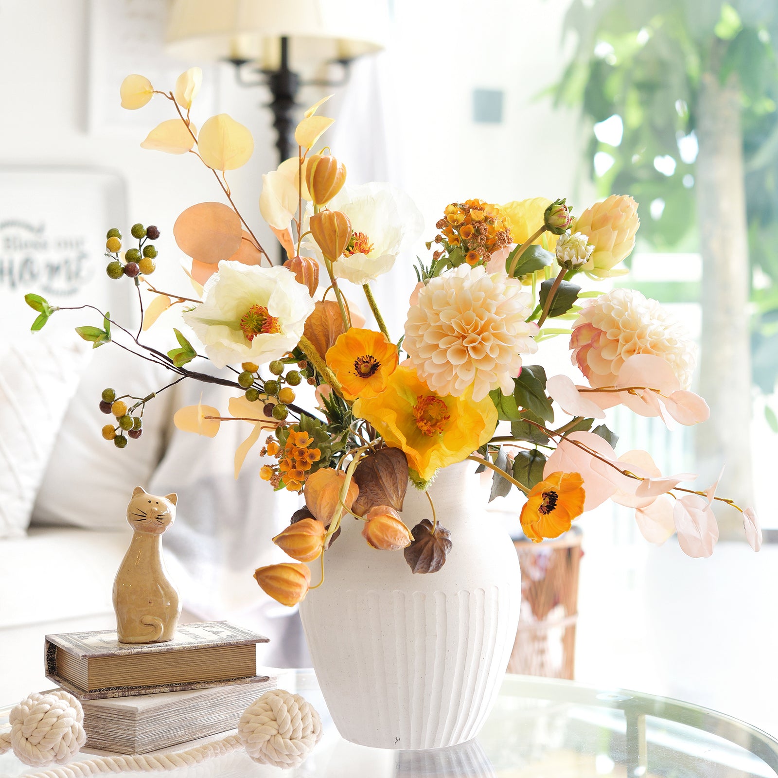 Artificial Chinese Lantern Stems – Harvest Bronze (Brown-Gold) – Set of 3