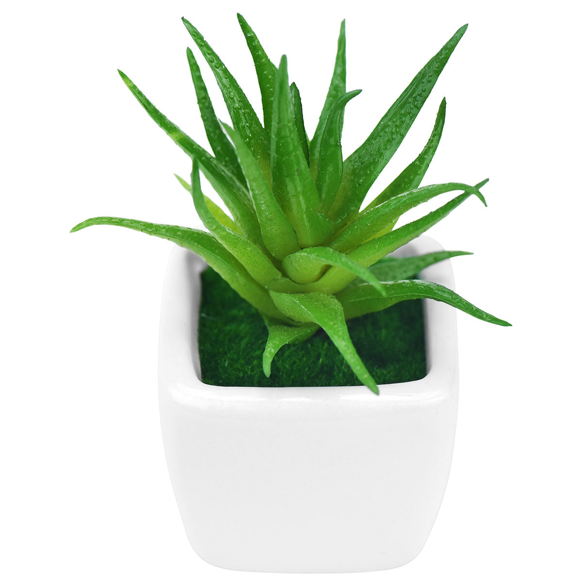 Set of 4 Mini Artificial Potted Green Succulent Plants/Faux Bonsai Aloe (Style A)