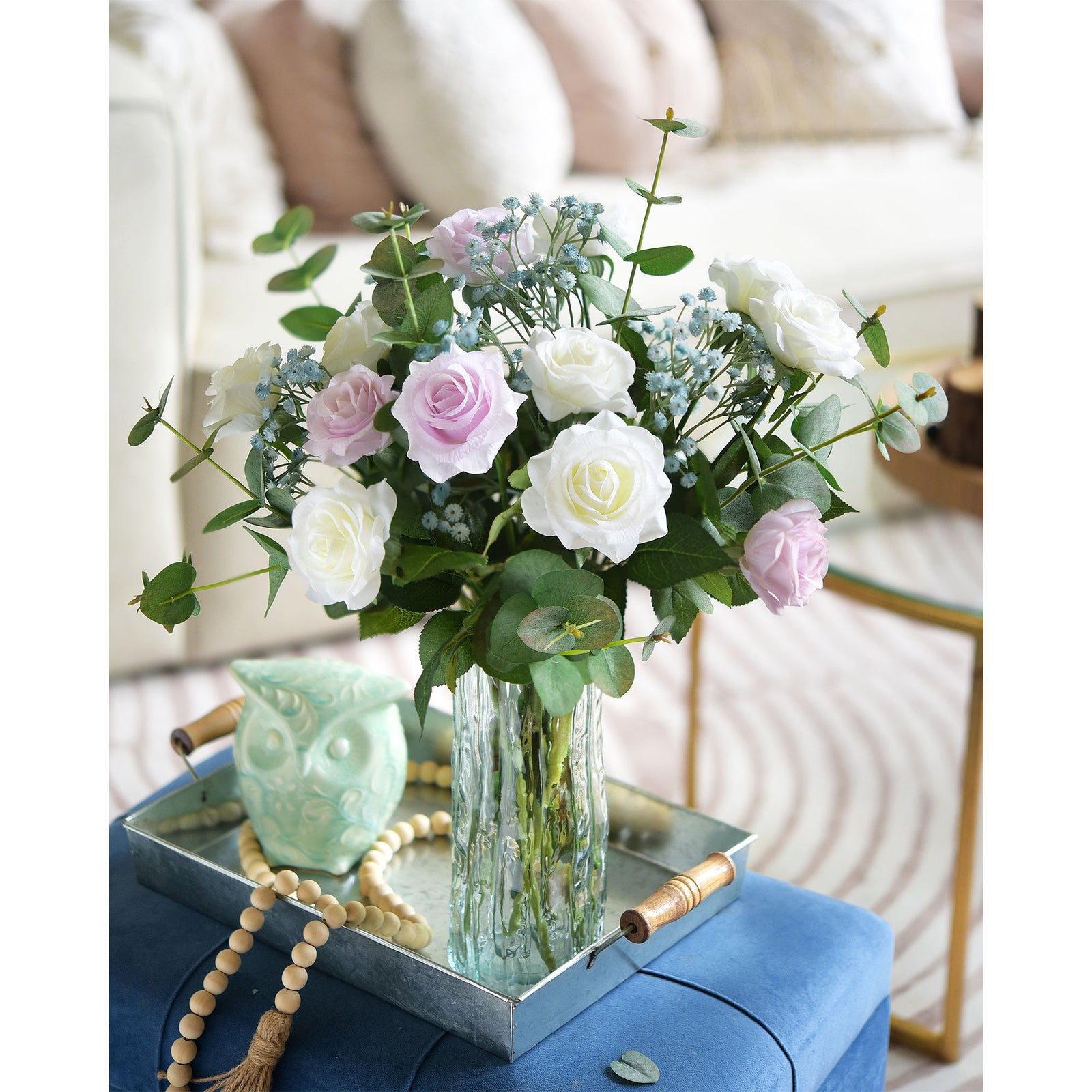 Glacier Blue Baby’s Breath Artificial Flowers Baby’s Breath Gypsophila Tall Long Stems 6 Stems 69cm(2.3ft) Softer Material