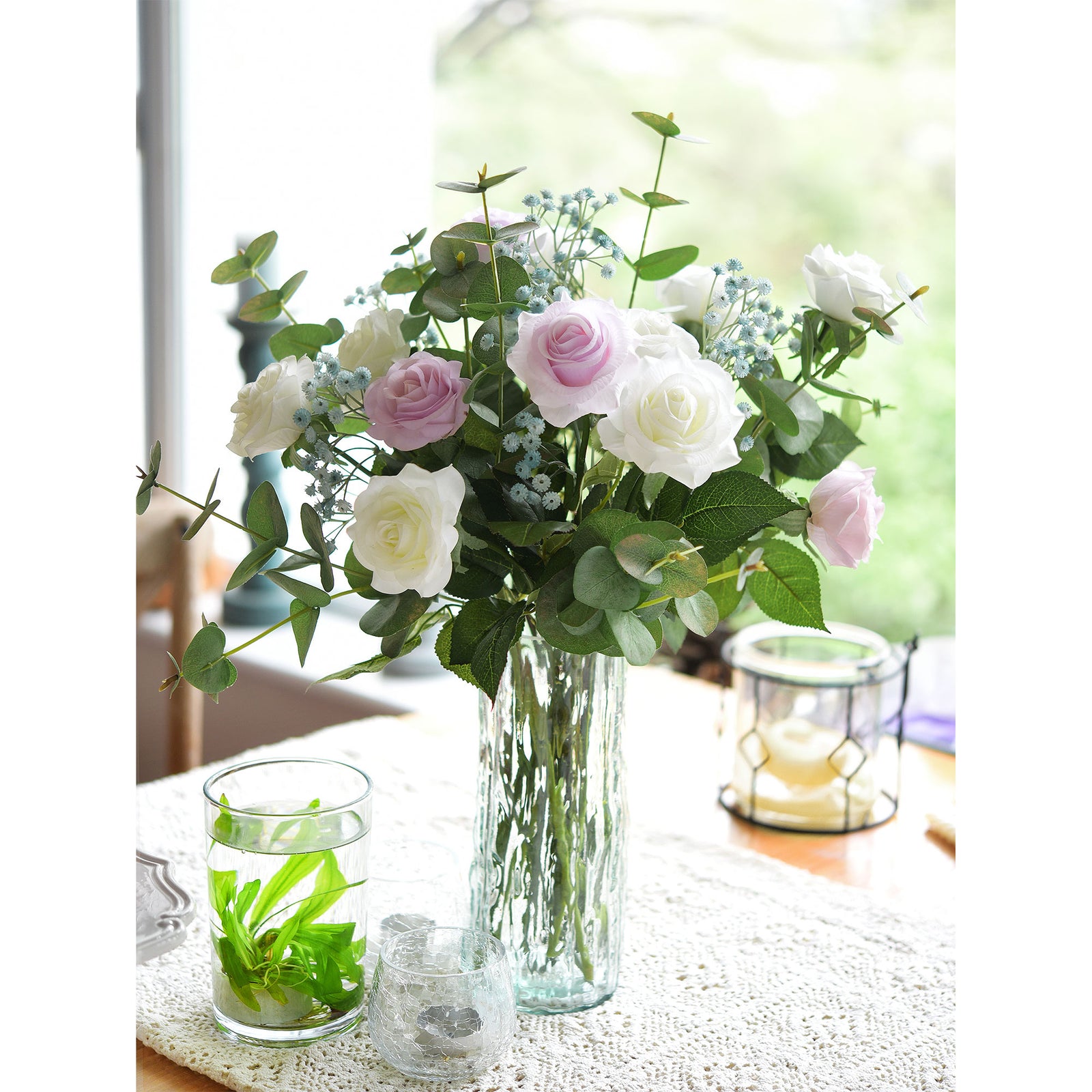 Glacier Blue Baby’s Breath Artificial Flowers Baby’s Breath Gypsophila Tall Long Stems 6 Stems 69cm(2.3ft) Softer Material