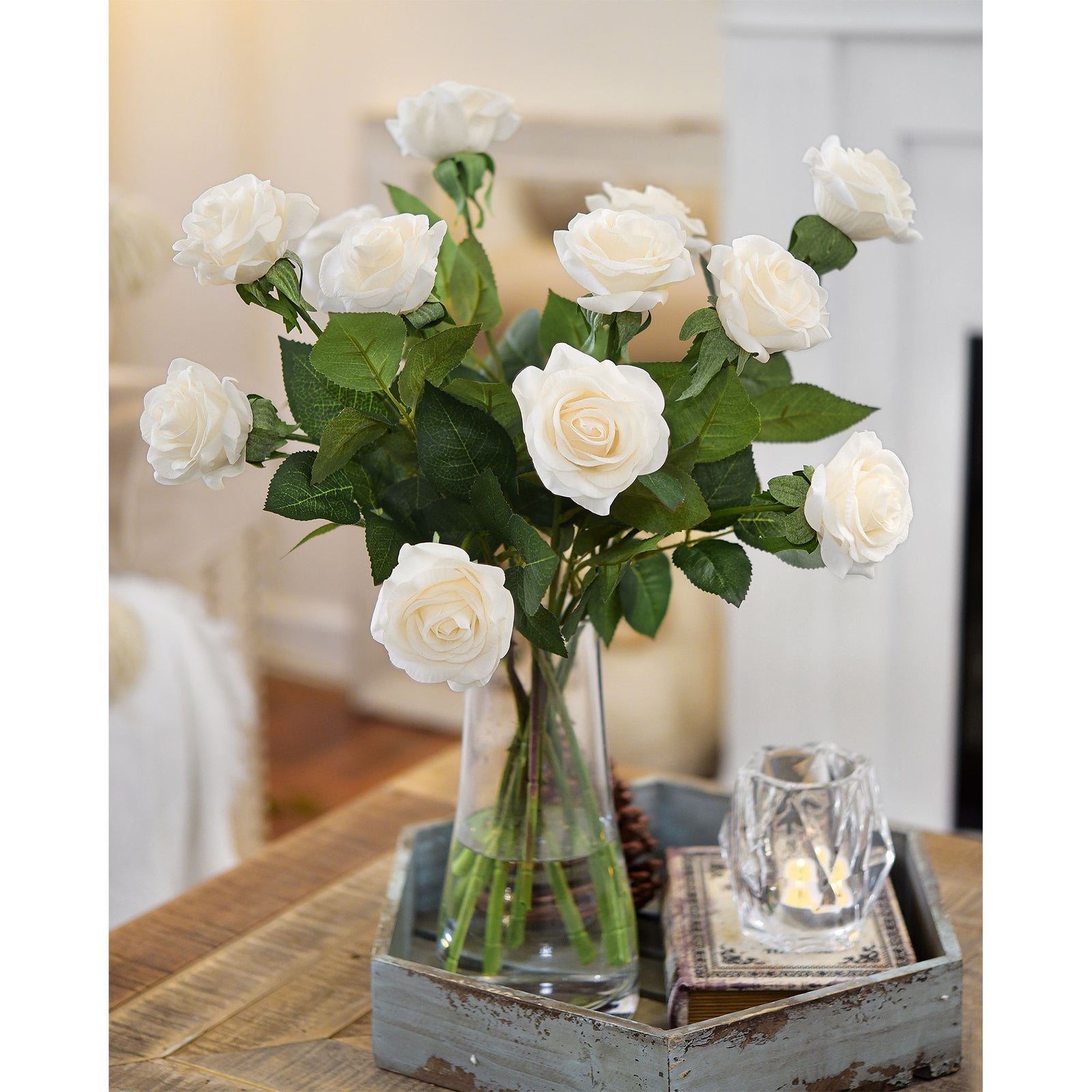 Light Champagne Real Touch Roses Silk Artificial Flowers ‘Petals Feel and Look like Fresh Roses' Wedding, Bridal, Home Décor