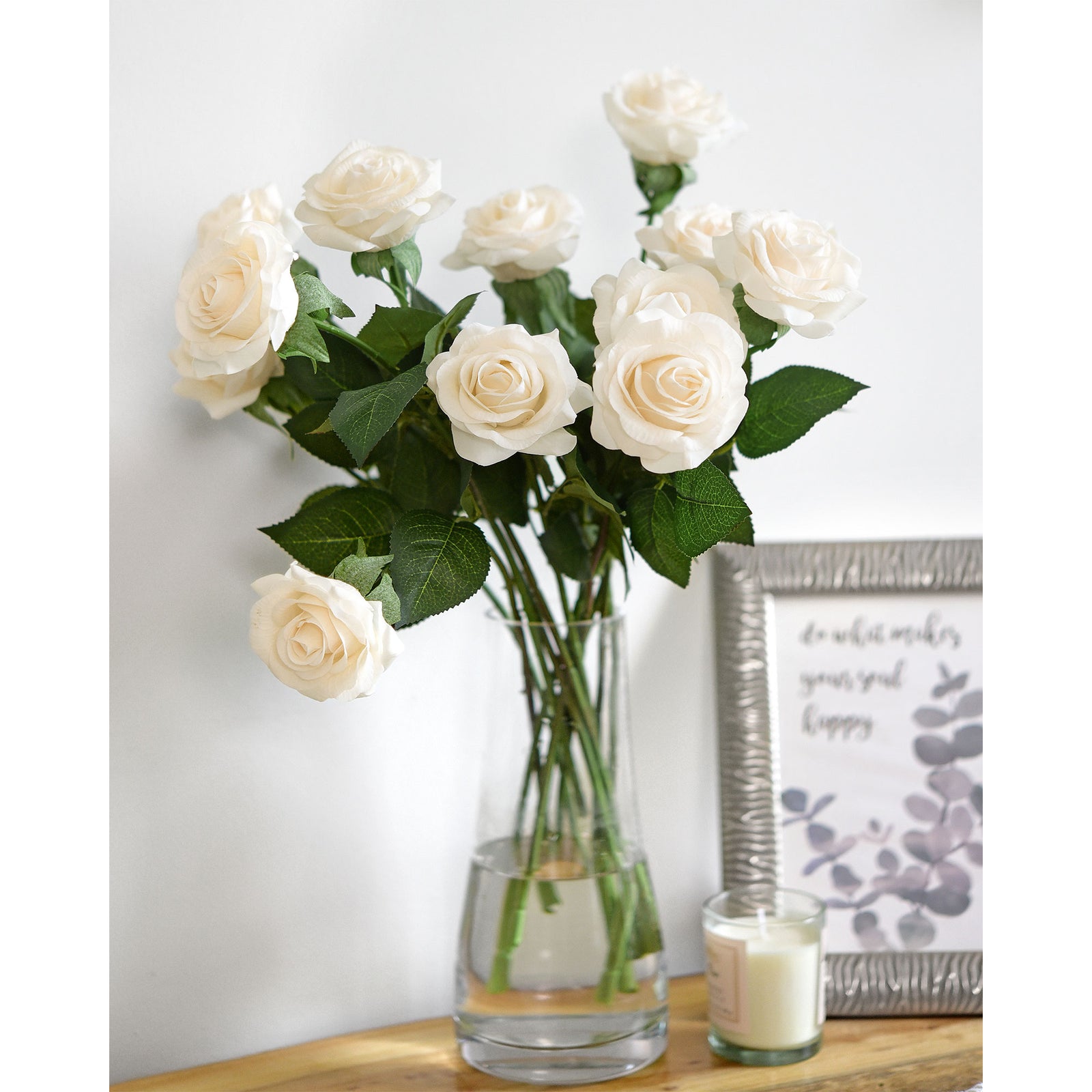 Light Champagne Real Touch Roses Silk Artificial Flowers ‘Petals Feel and Look like Fresh Roses' Wedding, Bridal, Home Décor