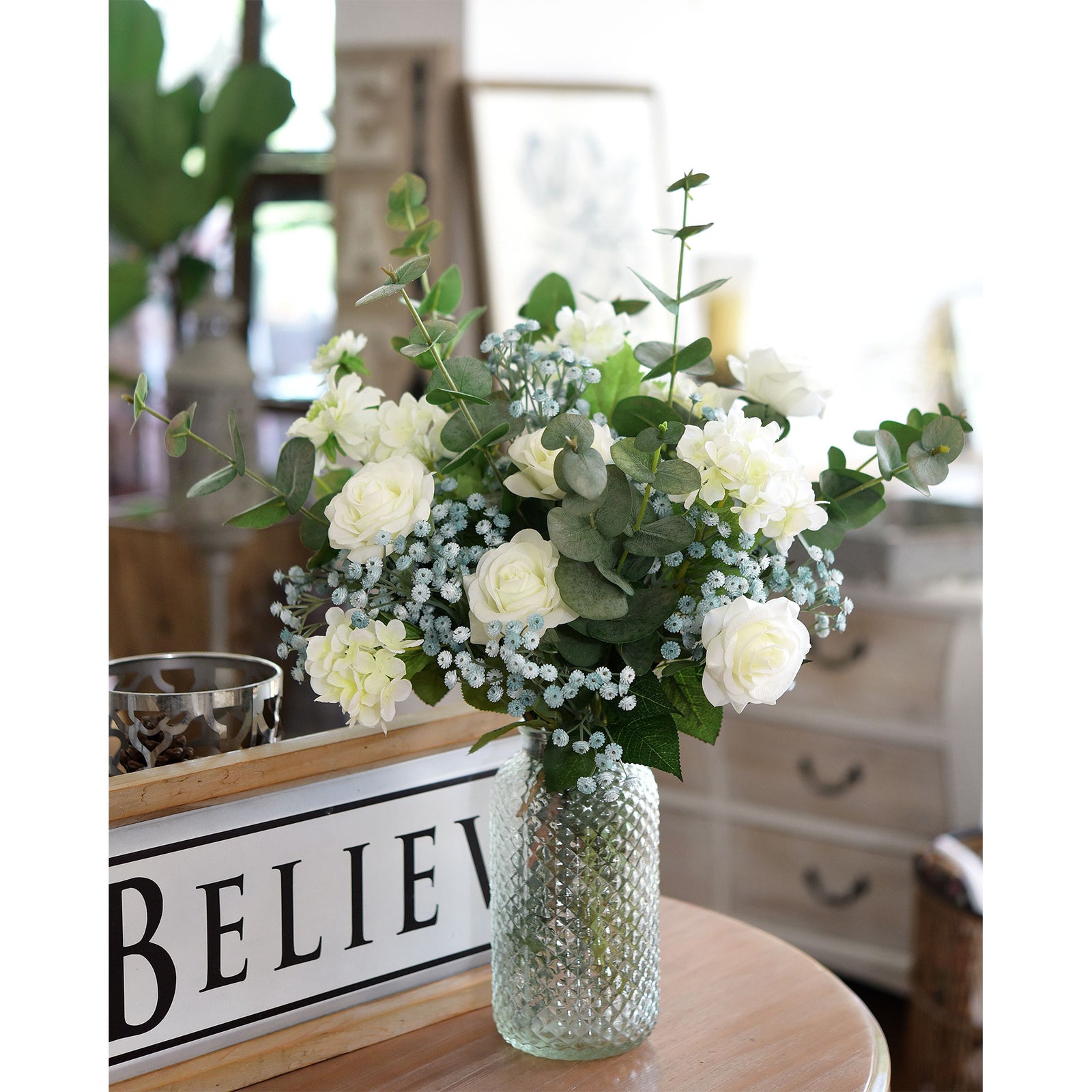 Glacier Blue Baby’s Breath Artificial Flowers Baby’s Breath Gypsophila Tall Long Stems 6 Stems 69cm(2.3ft) Softer Material