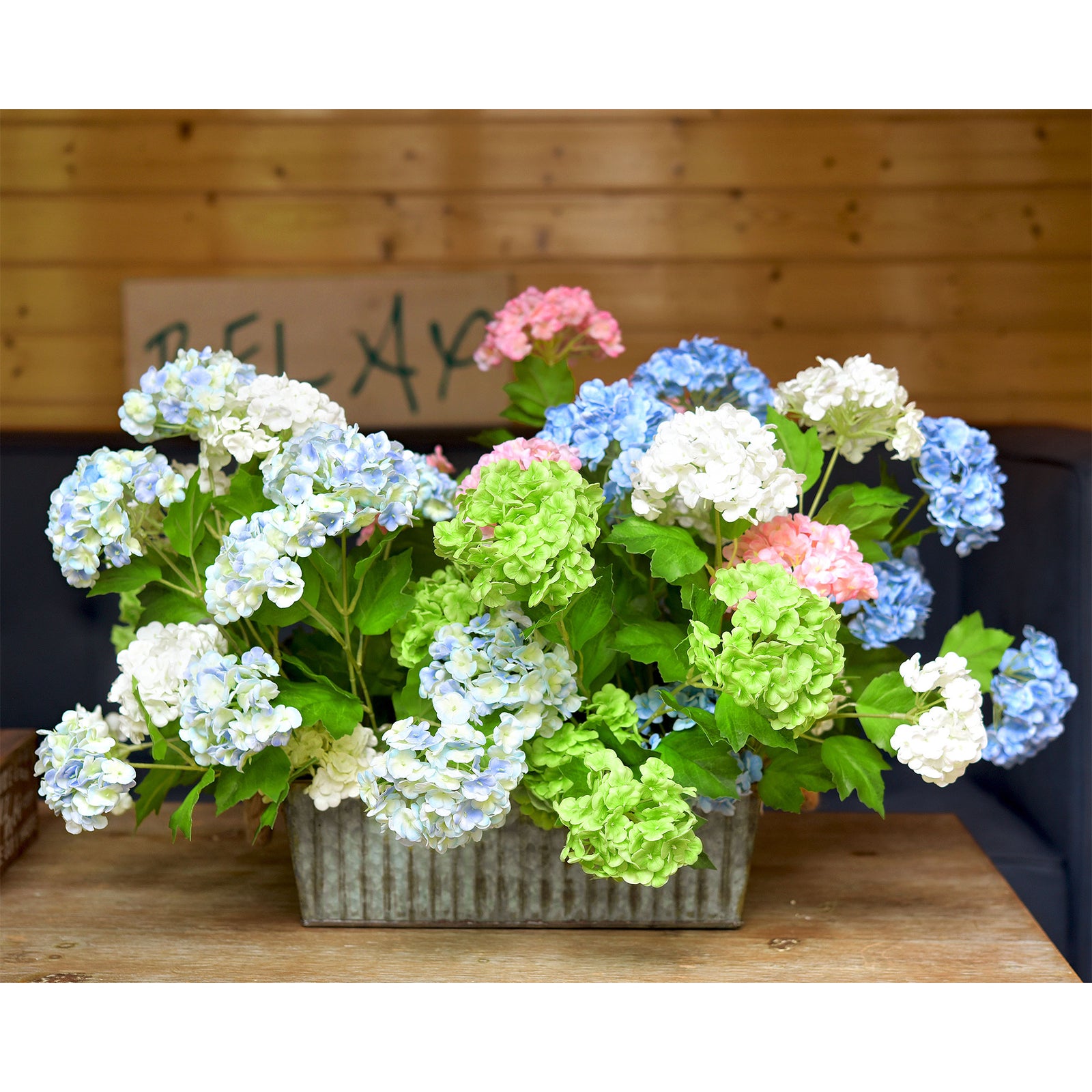 Cloudy Blue Snowball Viburnum Long Stem Artificial Flowers 2 Stems