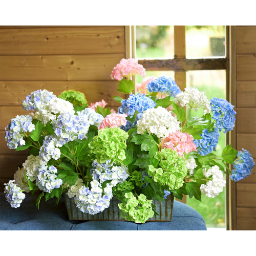 Kiwi Green Snowball Viburnum Long Stem Artificial Flowers 2 Stems