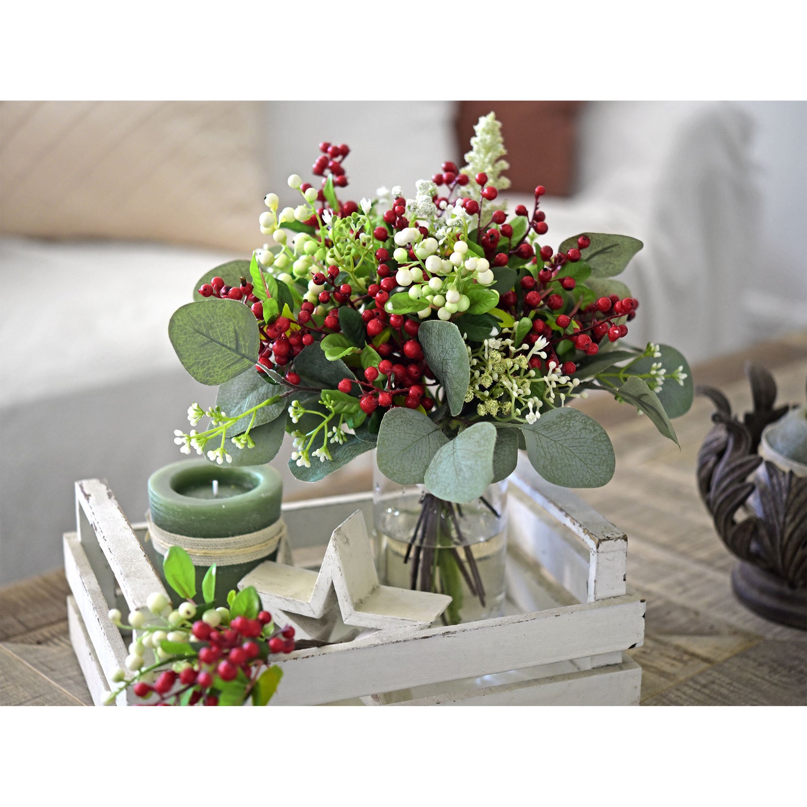 Festive Joyful Artificial Holly Red Berry Stems for the Holidays: Set of 10 for Stunning Décor