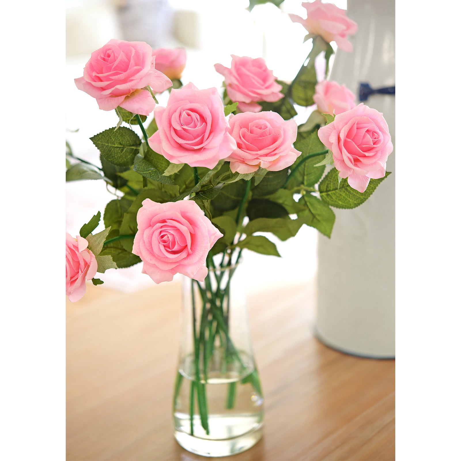Pink Real Touch Rose Stems for Bouquets & Vase Arrangements