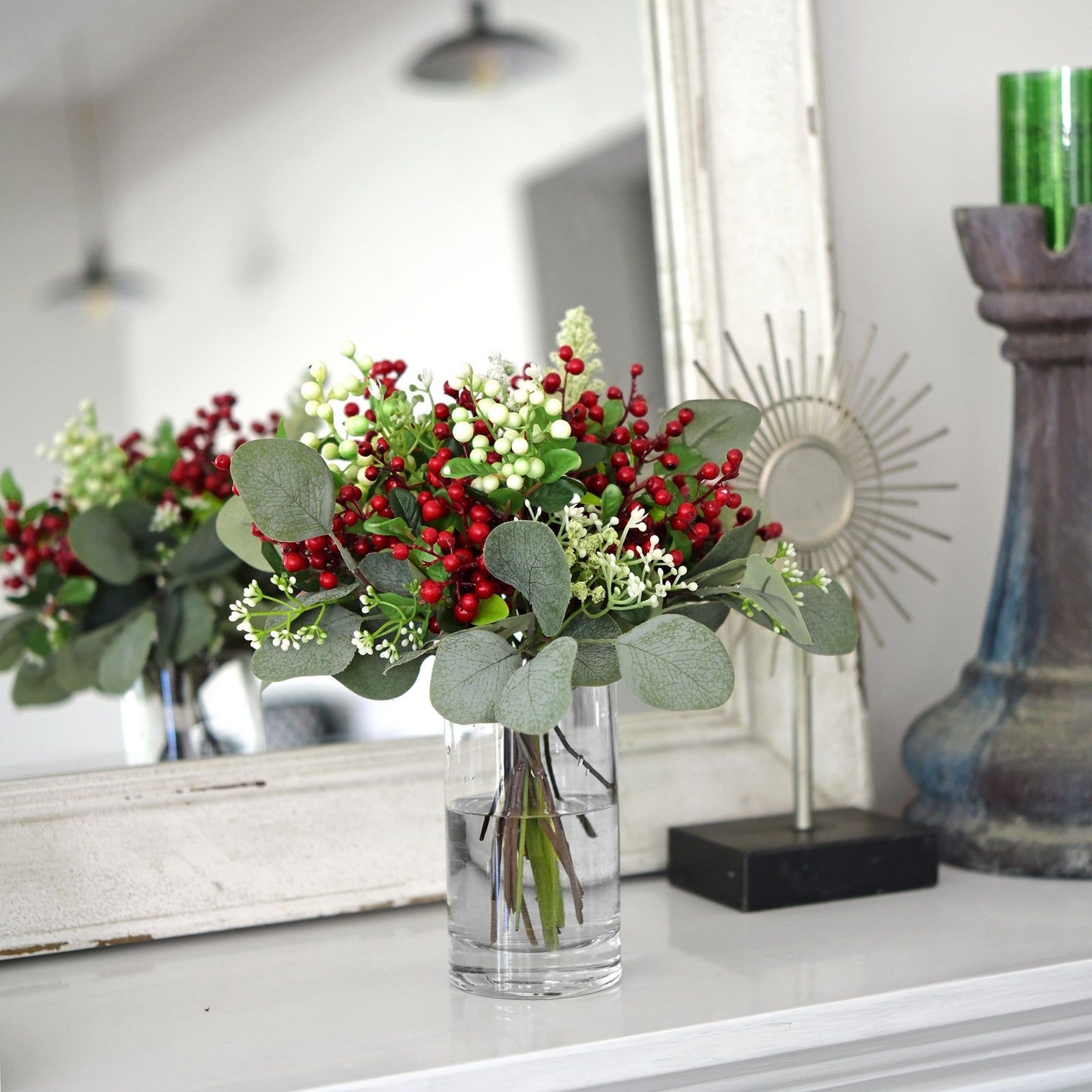 Festive Joyful Artificial Holly Red Berry Stems for the Holidays: Set of 10 for Stunning Décor