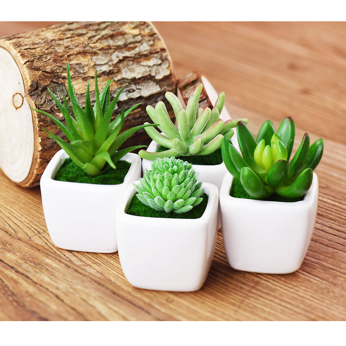 artificial mini succulent plants Set of 4 Mini Artificial Potted Green Succulent Plants Faux Bonsai Aloe – FiveSeasonStuff
