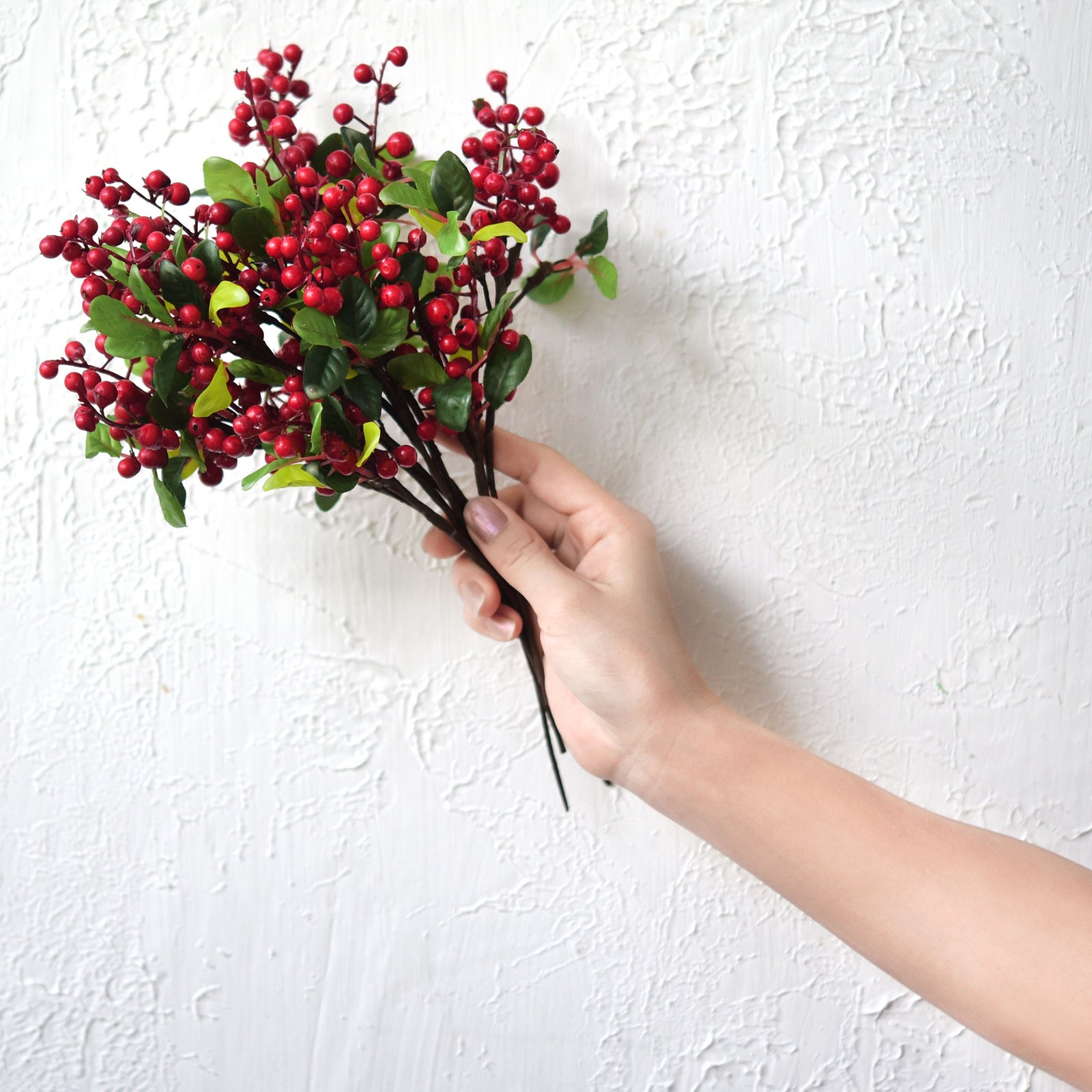 Festive Joyful Artificial Holly Red Berry Stems for the Holidays: Set of 10 for Stunning Décor