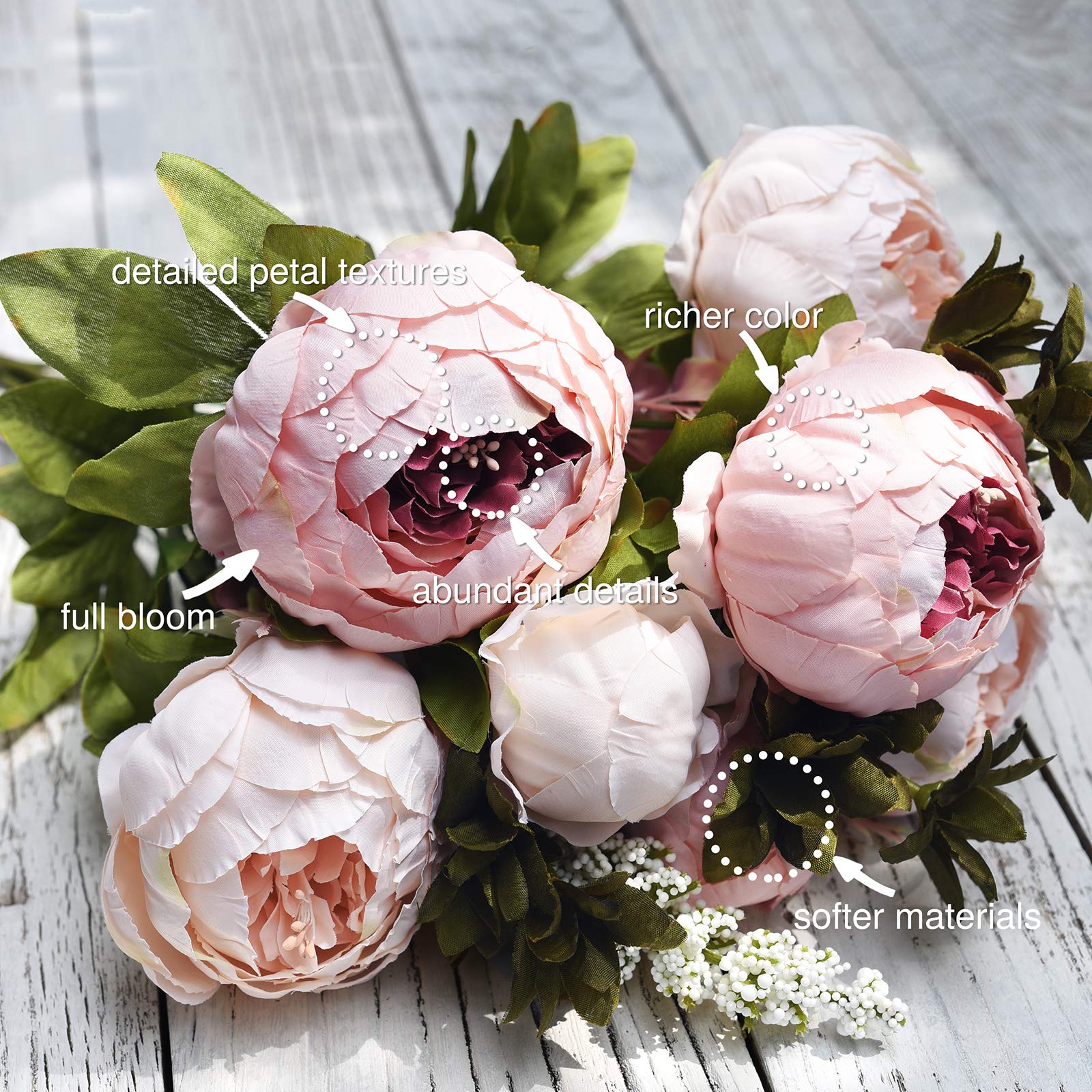 FiveSeasonStuff 1 Bouquet of Peony Silk Artificial Flowers and Hydrangeas/Perfect for Wedding, Bridal, Party, Home, Office Décor