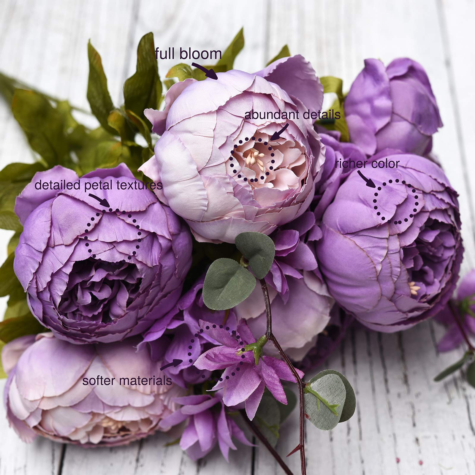 FiveSeasonStuff 1 Bouquet of Peony Silk Artificial Flowers and Hydrangeas/Perfect for Wedding, Bridal, Party, Home, Office Décor