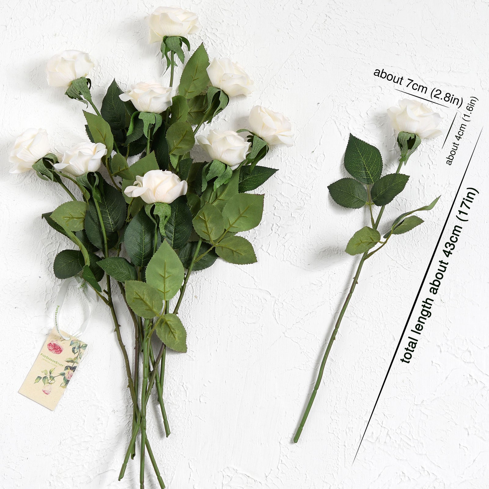 Light Champagne Real Touch Roses Silk Artificial Flowers ‘Petals Feel and Look like Fresh Roses' Wedding, Bridal, Home Décor