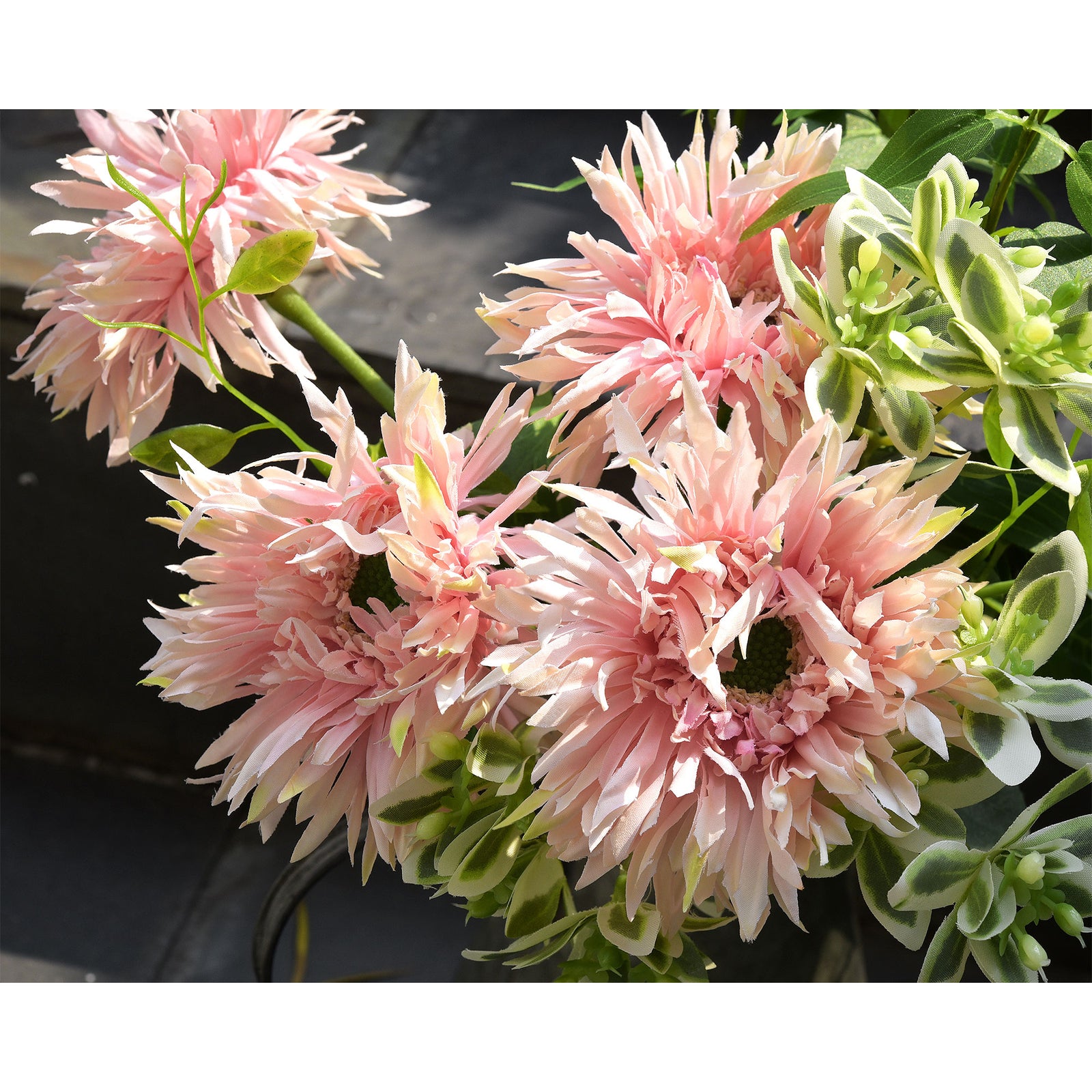 Rose Fog Spider Gerbera Daisies Silk Flowers Real Looking Artificial flowers Home Décor 16.5'' (6 Stems) FiveSeasonStuff