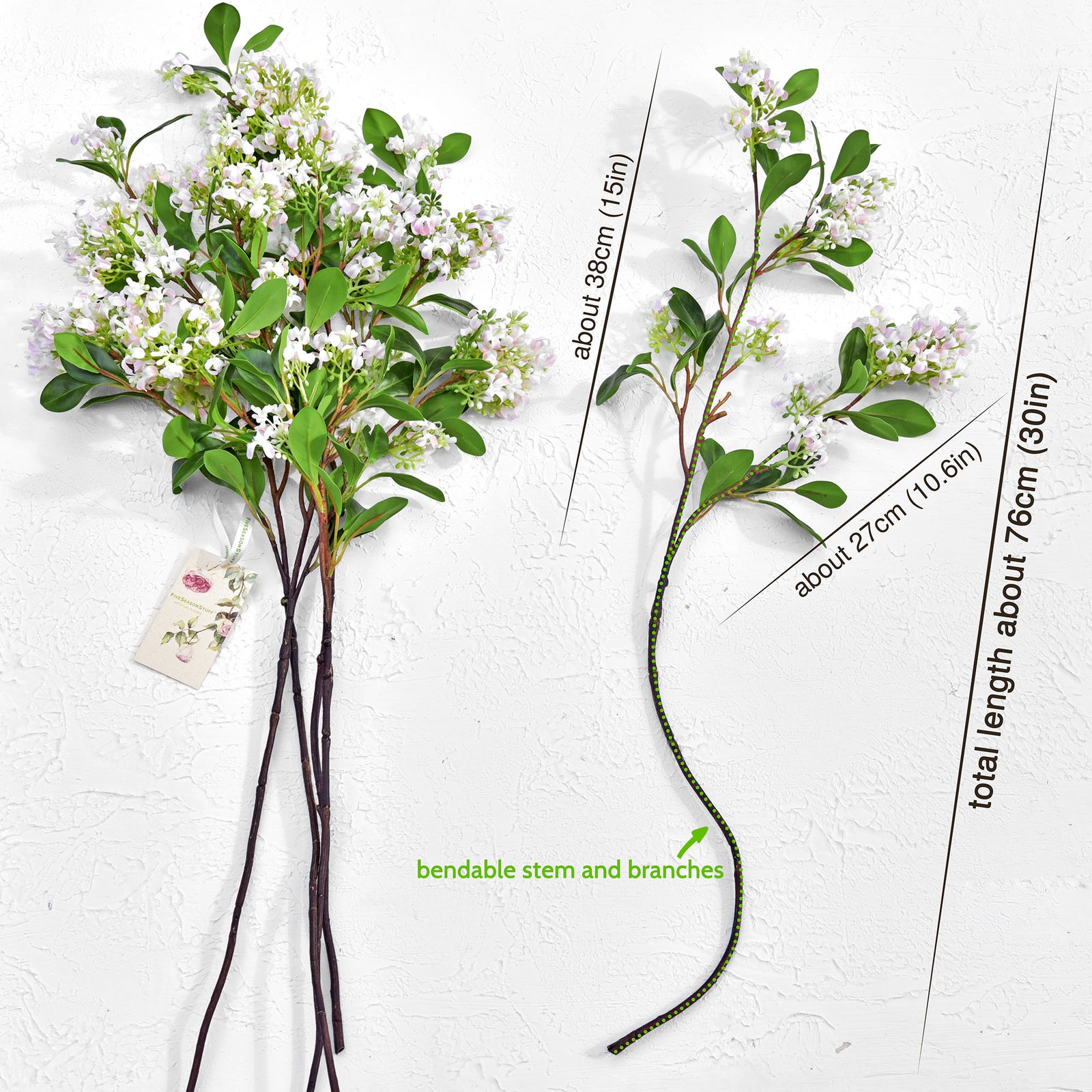 5 Stems Artificial Light Pink Murraya Panniculata Branches Orange Jessamine Greenery Floral Arrangement Decoration 30 inches