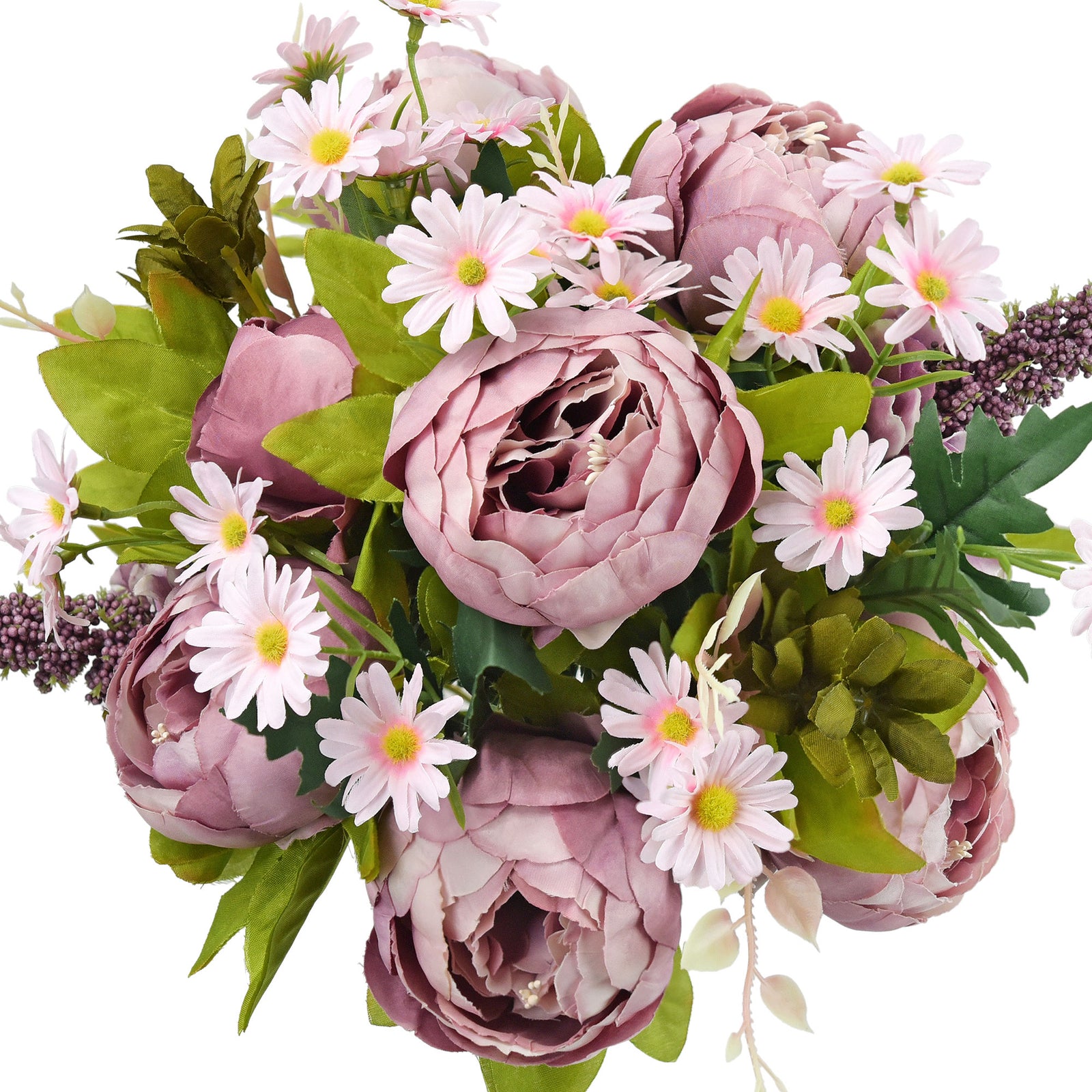 Bohemian Pink Light Mauve Peony and Pink Daisy Mix Flower Bouquet Artificial Flowers Arrangement FiveSeasonStuff Floral