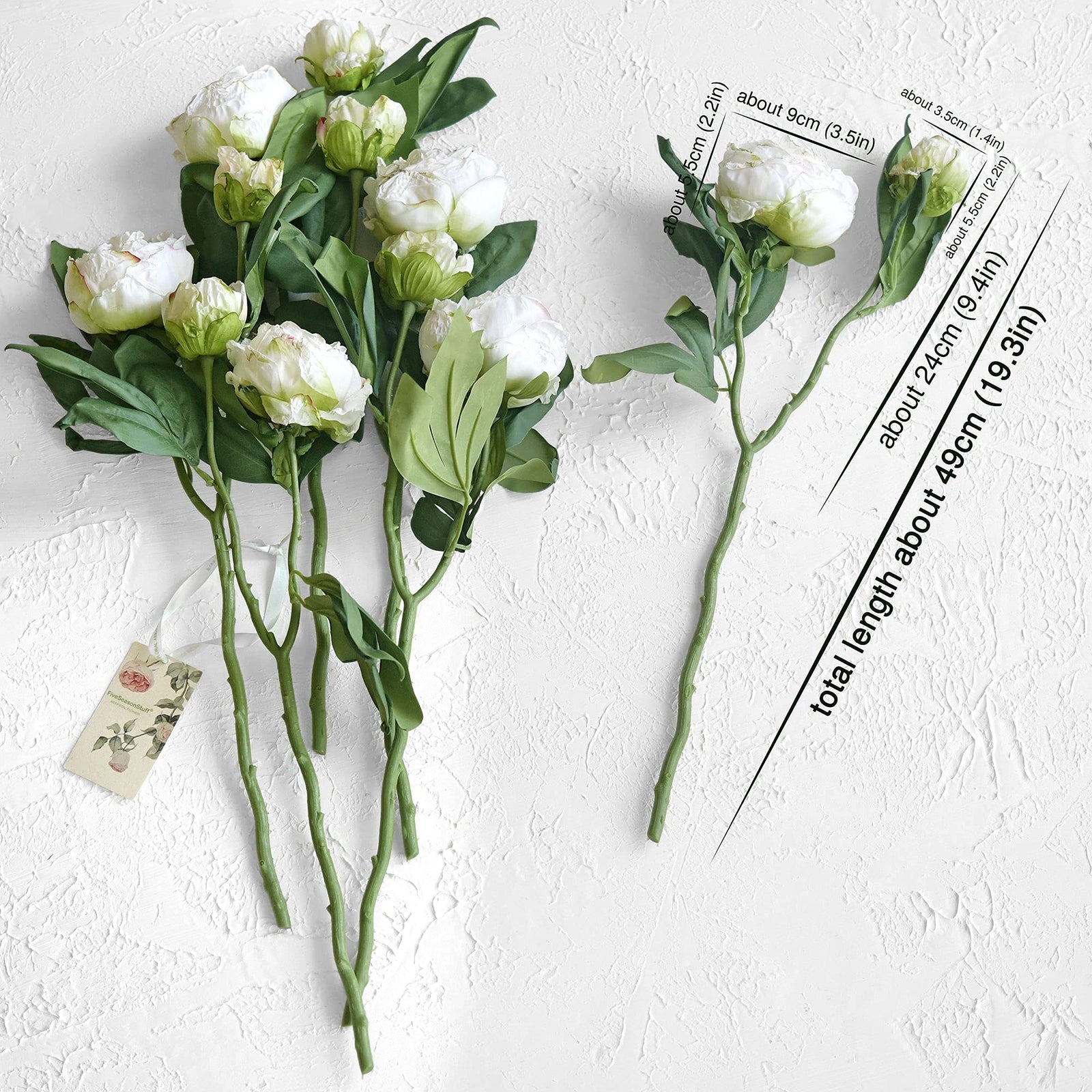 FiveSeasonStuff 1 Bouquet of Peony Silk Artificial Flowers and Hydrangeas/Perfect for Wedding, Bridal, Party, Home, Office Décor