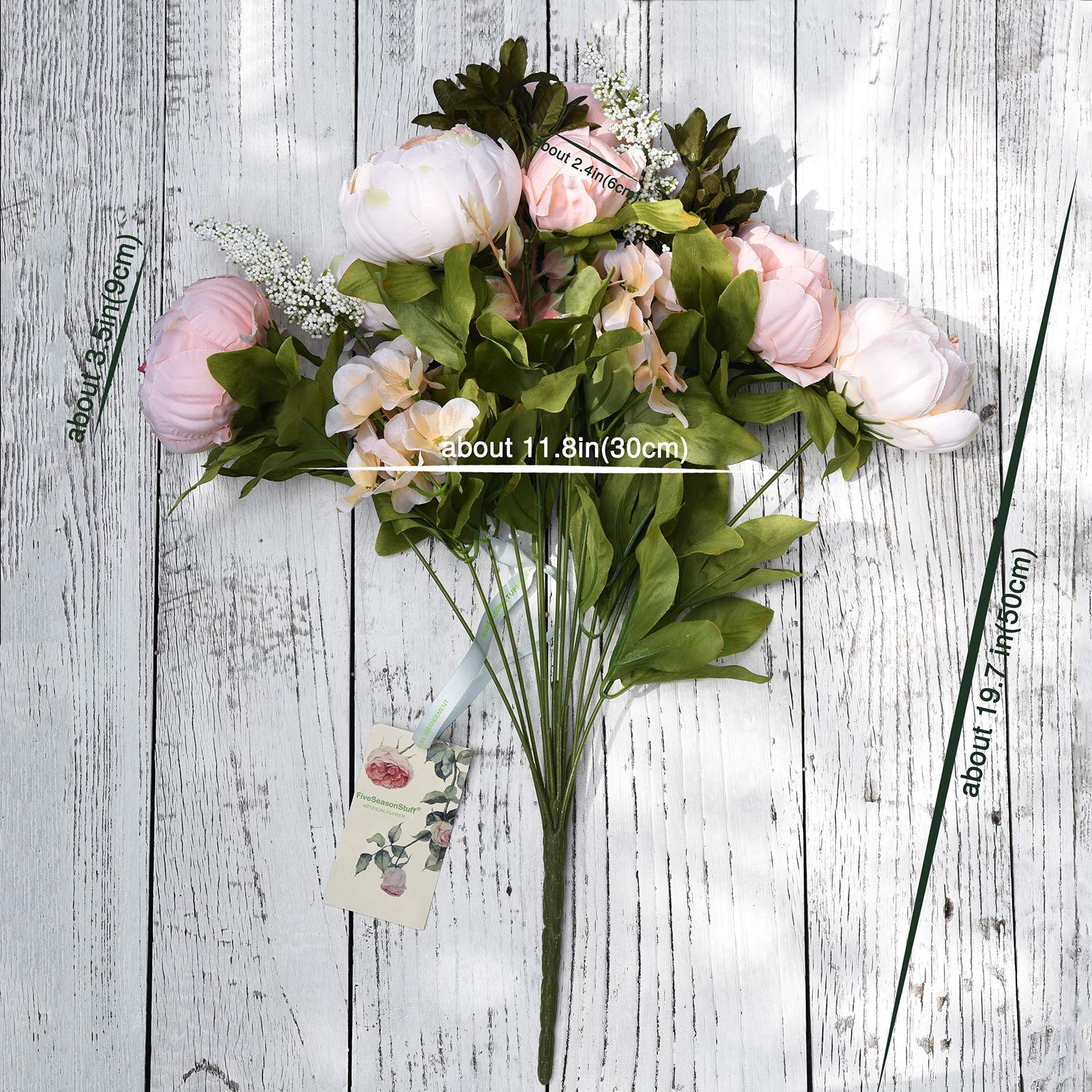 FiveSeasonStuff 1 Bouquet of Peony Silk Artificial Flowers and Hydrangeas/Perfect for Wedding, Bridal, Party, Home, Office Décor