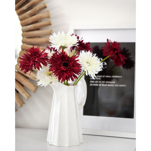 Firebrick Red Spider Gerbera Daisies Silk Flowers Real Looking Artificial flowers Home Décor 16.5'' (6 Stems) FiveSeasonStuff