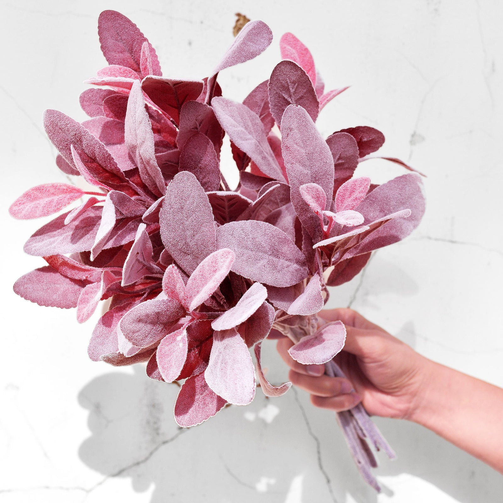 FiveSeasonStuff Lusty Lavender Pink Lamb's Ear Artificial Greenery Bush Plants for Wedding Flower Fillers DIY Bouquets and Floral Arrangements (6 Stems 14 inches Tall)