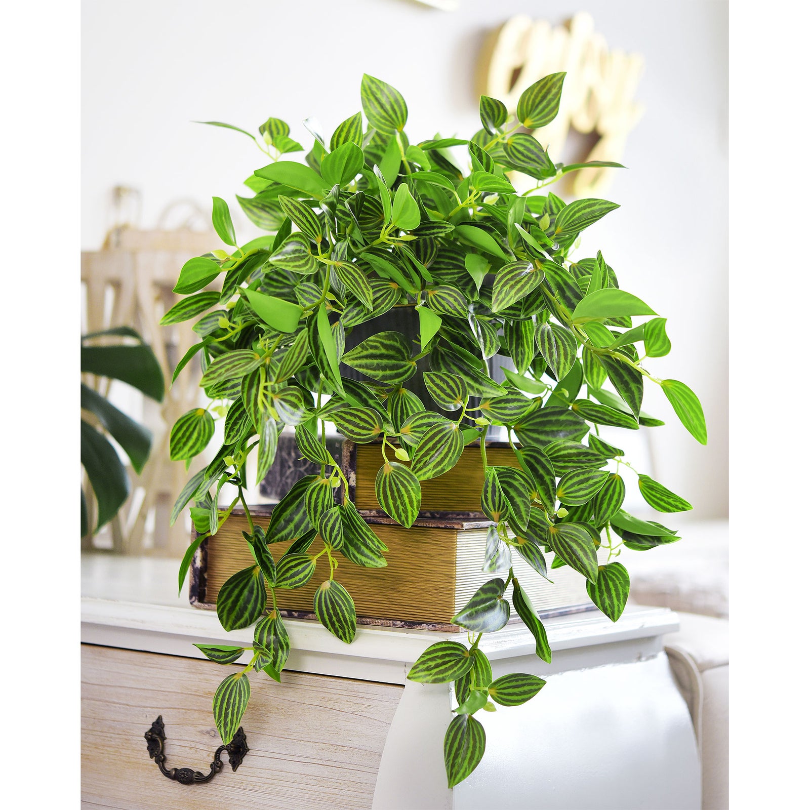 artificial hanging plants in pots FiveSeasonStuff Real Touch Artificial Hanging Plant Watermelon Peperom