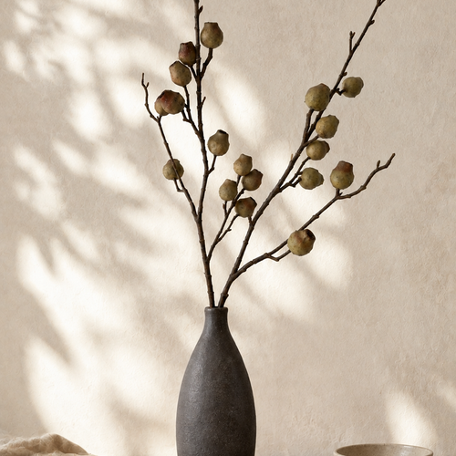 Antique Moss faux berry branch stem, 35 inch green artificial berry branch for vase arrangement