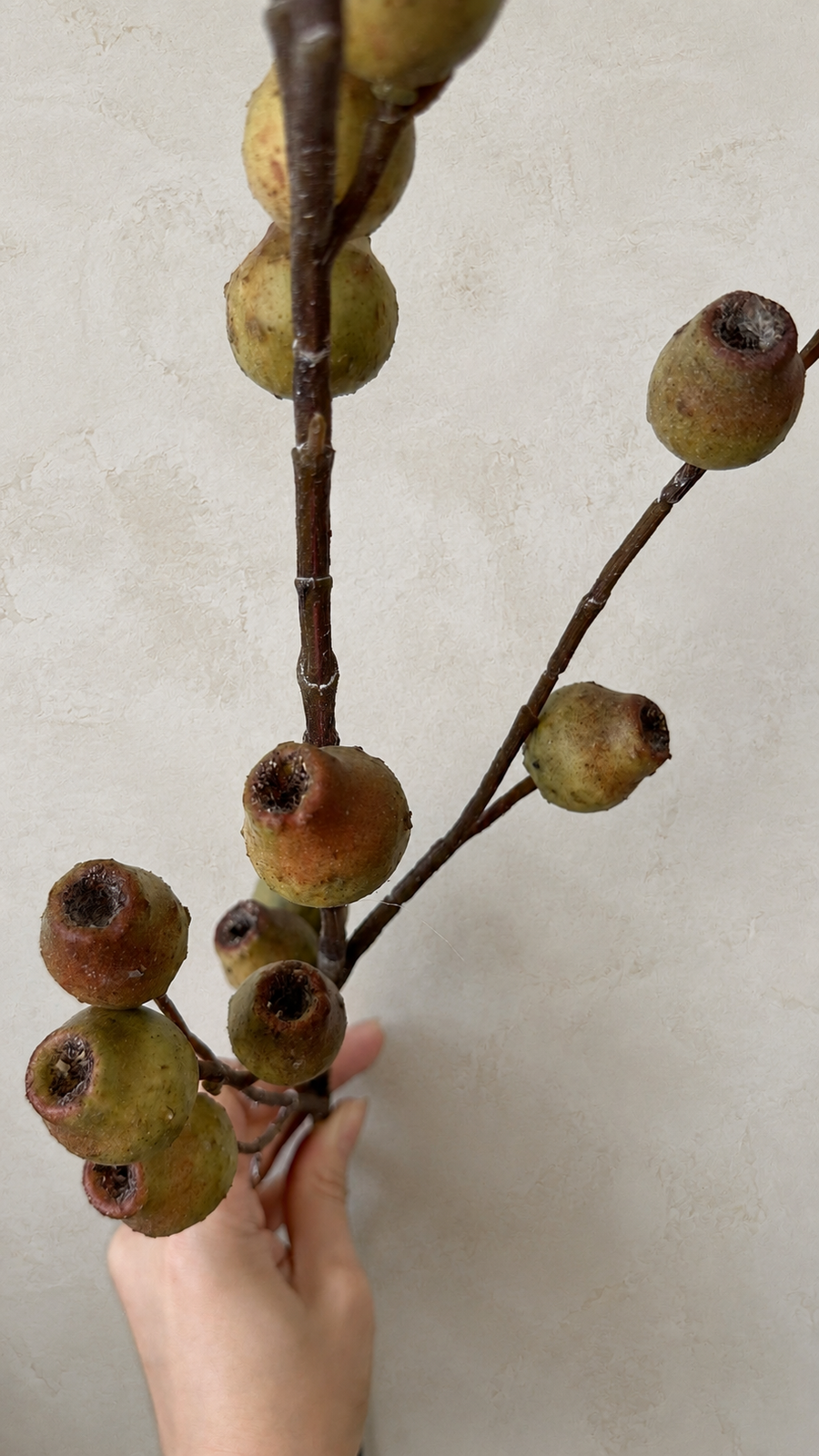 Antique Moss textured berry branch for farmhouse vase decor