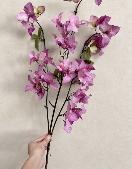 Full-length 37.4-inch Orchid Purple artificial bougainvillea branch held for scale