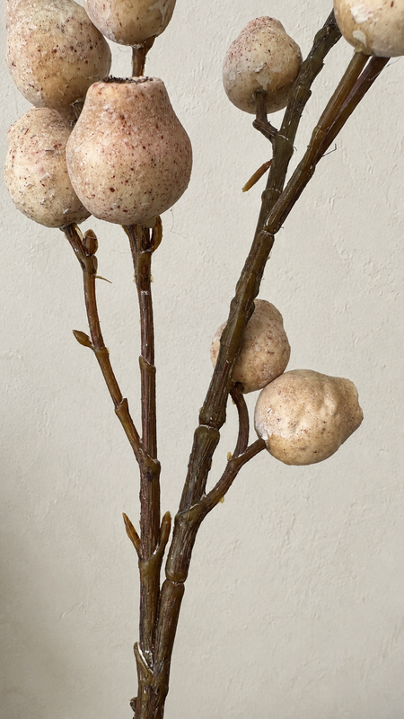 Blushed Cream artificial berry branch close-up with soft neutral berry clusters