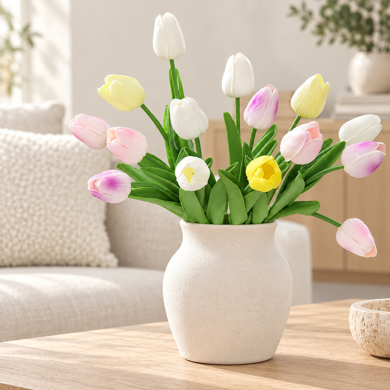 Real Touch Artificial Tulips, Mixed Colors, Set of 15
