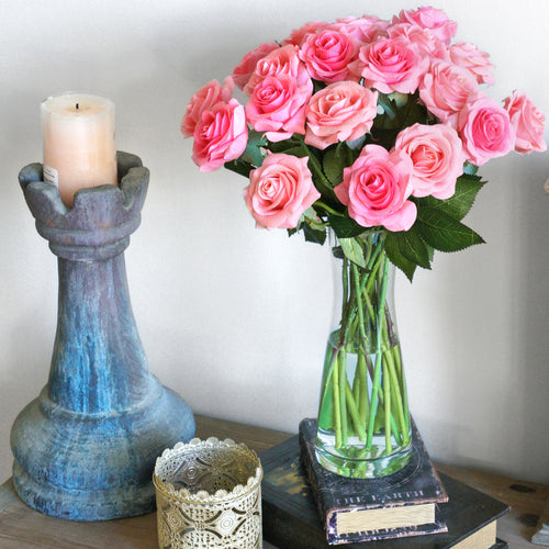 Pink Real Touch Silk Artificial Flowers ‘Petals Feel and Look like Fresh Roses 10 Stems