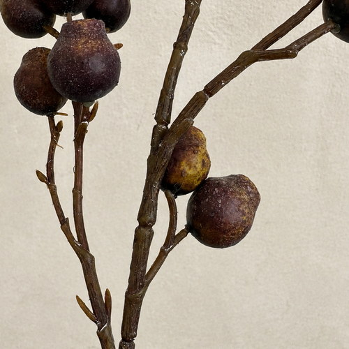 Deep Aubergine faux berry branch stem, 35 inch dark purple artificial berry branch for moody vase arrangement