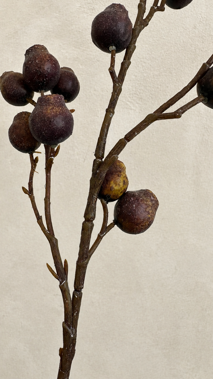 Deep Aubergine faux berry branch stem, 35 inch dark purple artificial berry branch for moody vase arrangement