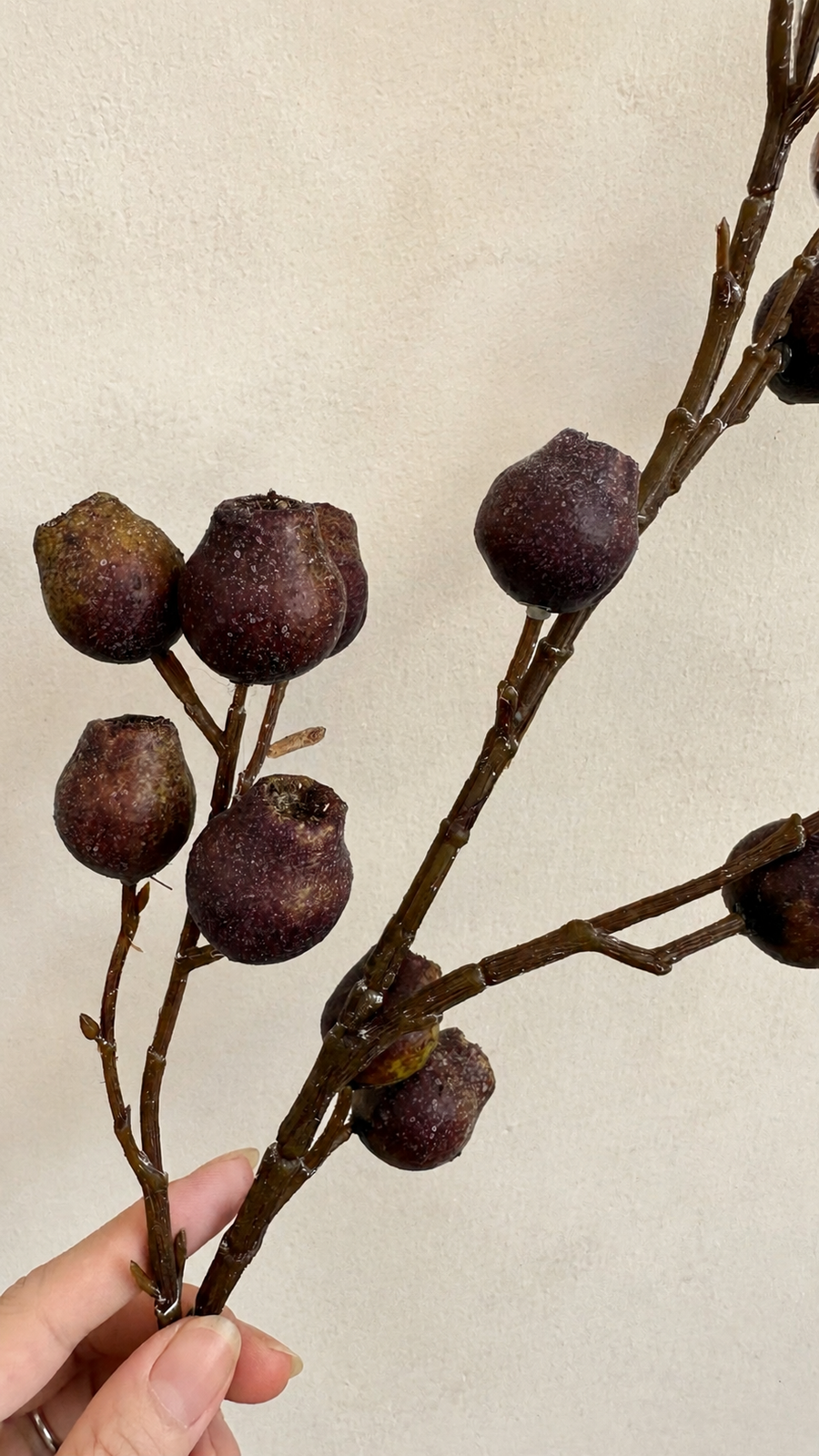 Deep Aubergine faux berry stem for burgundy floral palettes and event decor